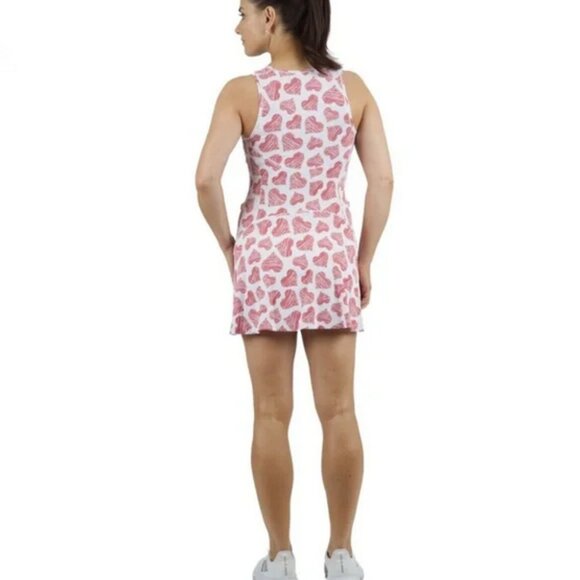 Ibkul Scribble Hearts Tennis Dress with Shorts Size M Red White NWT - Picture 3 of 16